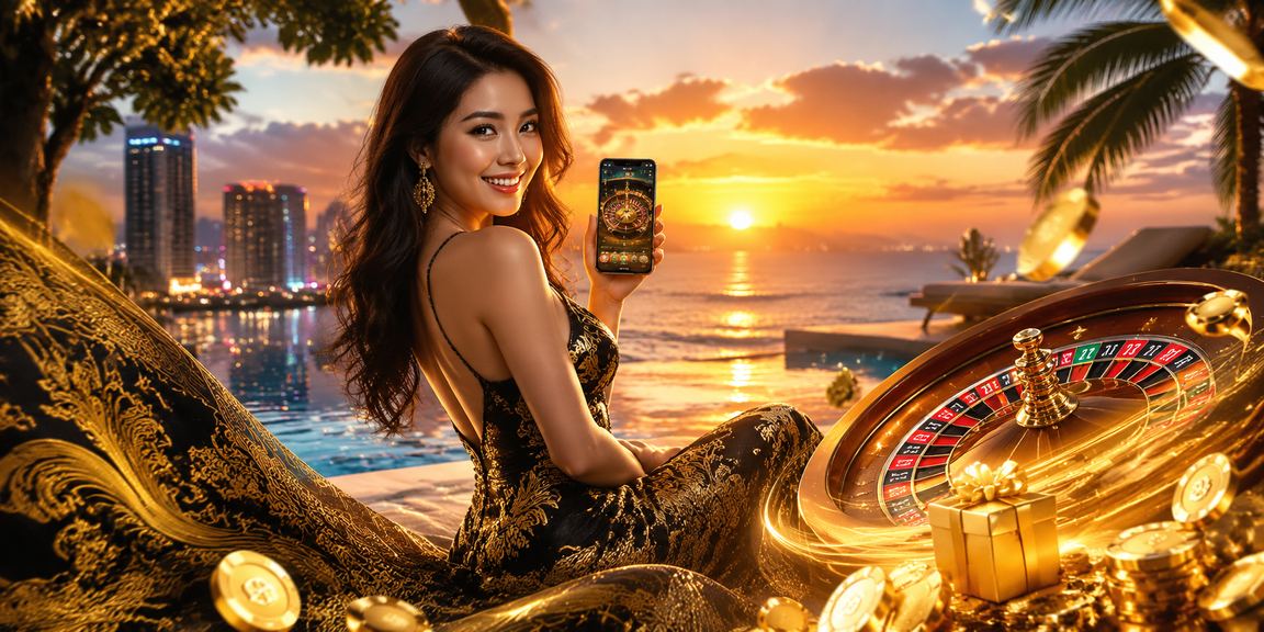 Người chơi roulette tại Đà Nẵng với trang phục áo dài truyền thống trong không khí casino hiện đại